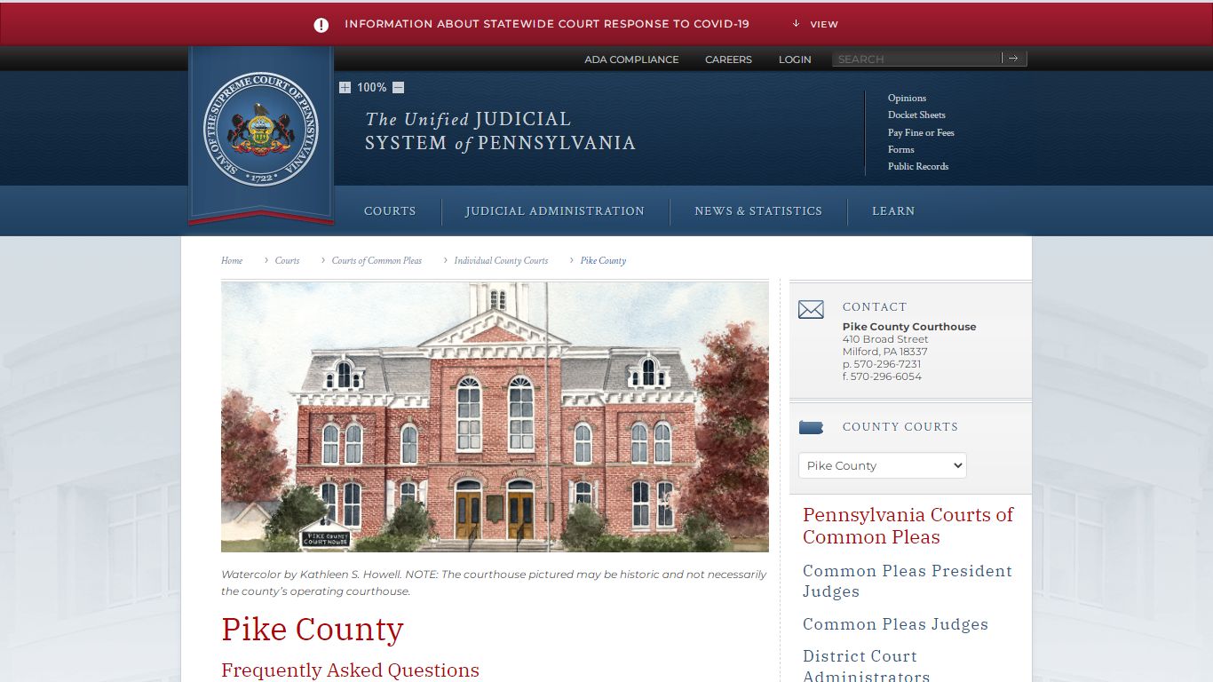 Pike County | Individual County Courts - Judiciary of Pennsylvania